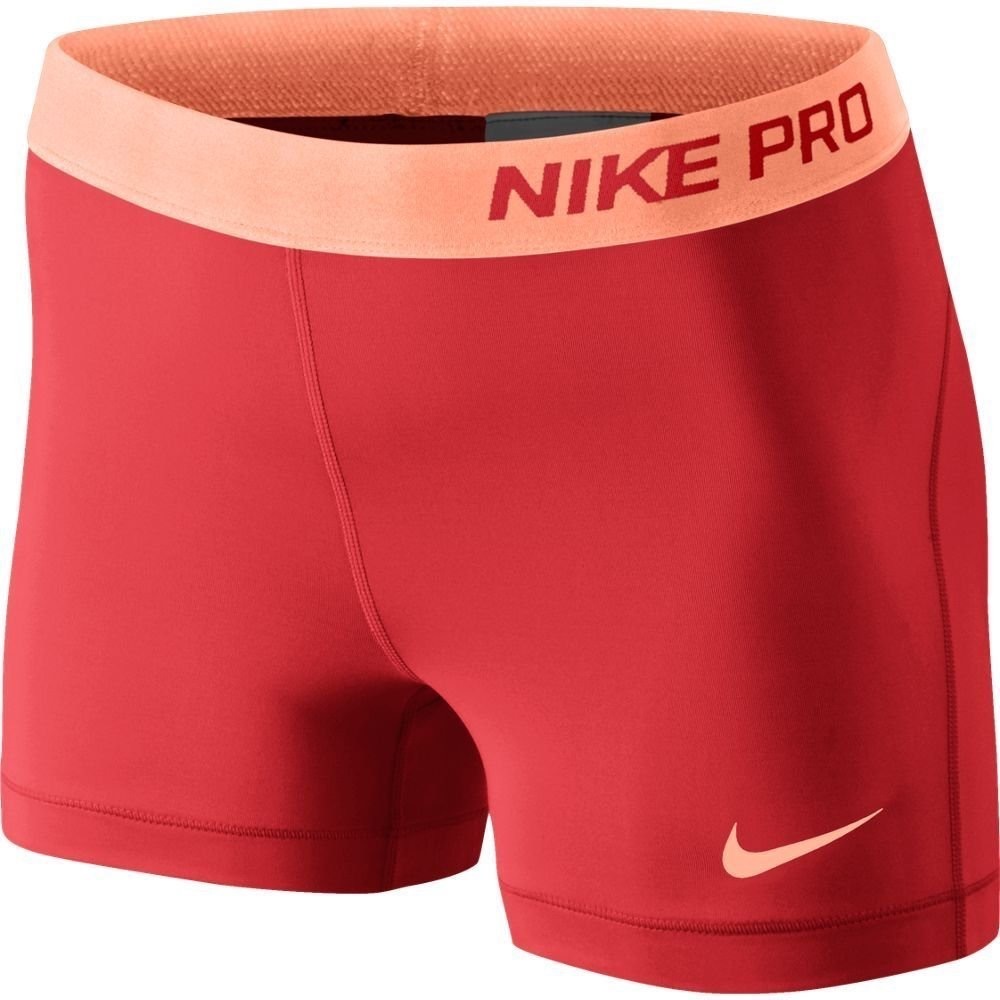 Nike Women's Dri-Fit Pro 3" Training Shorts-Red/Peach